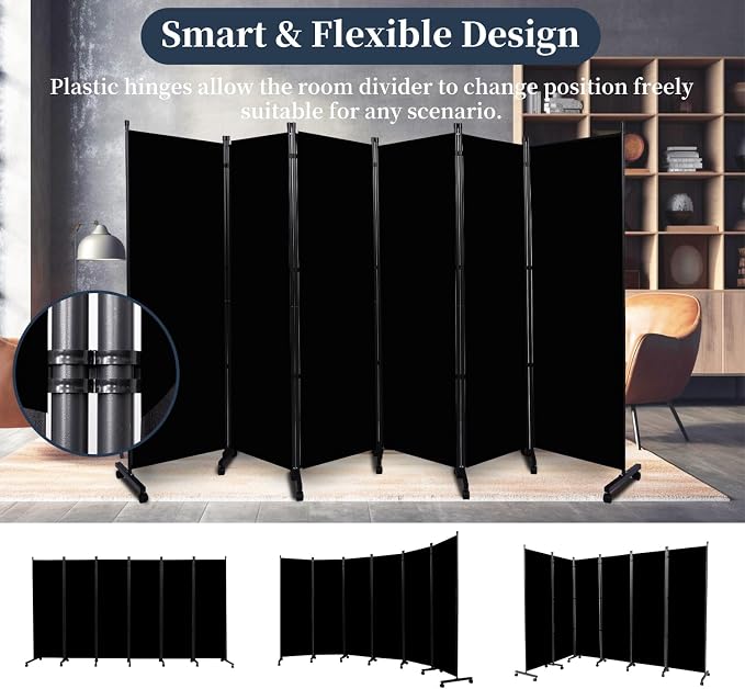 Room Divider 6 Panel-132''Wide Folding Privacy Screen, Large Partition Wall | - Image 6