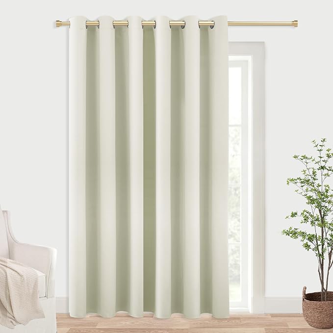 84 Inch Extra Wide Blackout Curtains, Heat Blocking Thermal Insulated Black Out by KOUFALL