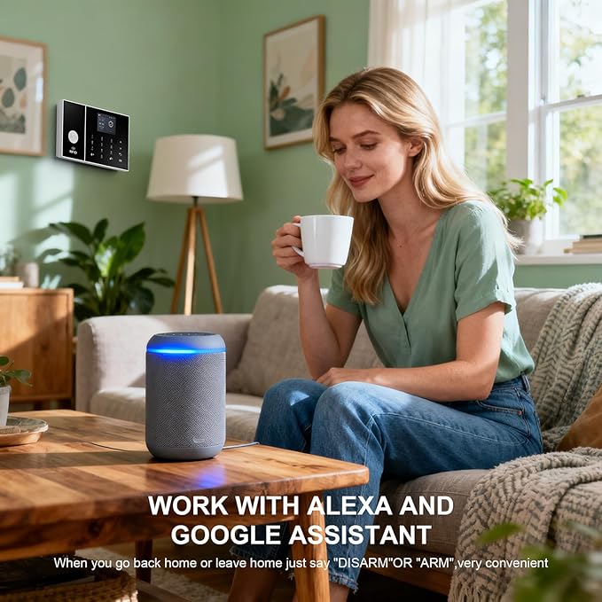 LWOHSI Alarm System for Home Security,WiFi+GSM 4G Wireless Alarm System with Phone APP Alert,T53W HD Security Camera,Door/Window Sensor,Remote,Work with Alexa and Google for Home,Apartment,Office