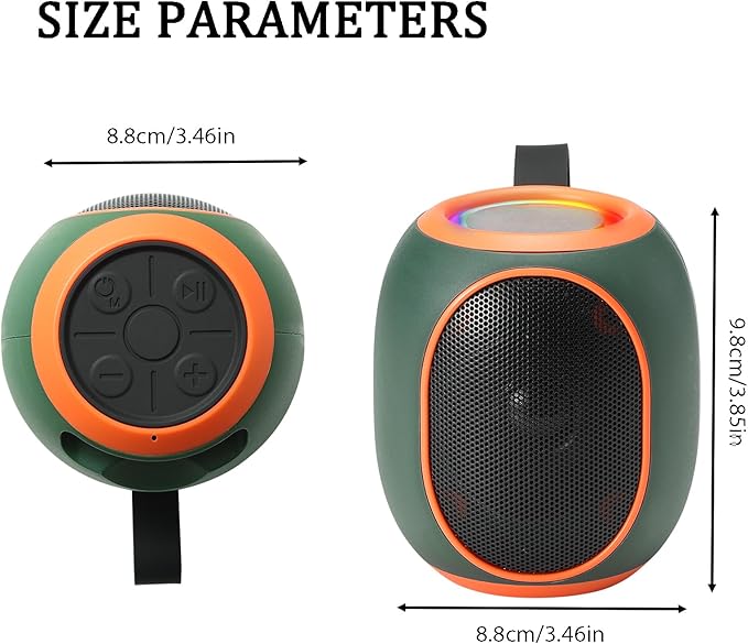 Portable Bluetooth Speaker – 8W HD audio quality, TWS stereo pairing, LED light show, compact and portable, suitable for outdoor use, can be used in cars, travel and parties, a cool teen gift(Green)