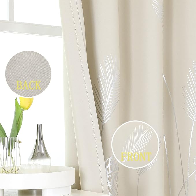 Cream Beige Room Darkening Curtains 90 Inches Long - Image 3
