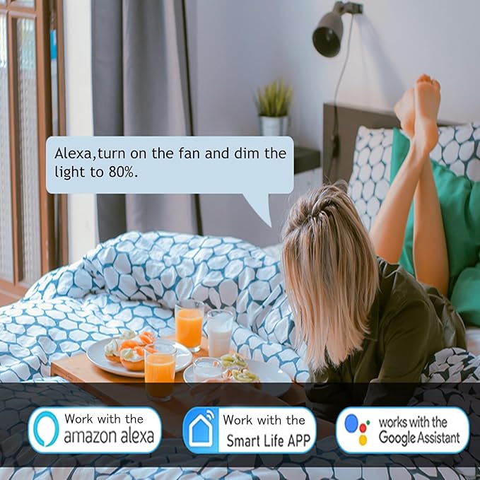 Smart WiFi Universal Ceiling Fan Remote Control Kit with Learning Setting, 3- Speed Light Dimmer Controller Works with Alexa Google Phone APP Control, Compatible with Hunter Hampton Bay Harbor Breeze