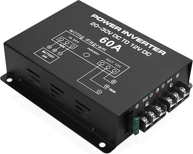 MEIRIYFA DC 24v to 12v 60A Power Converter Inverter,DC Step Down 24v to 12v 720W Large Power Supply Converter Car Voltage Electric Buck Regulator Reducer for Motor Car Truck Vehicle Boat Solar System