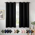 Short Black Blackout Kitchen Curtain W40 x L54 Inch 2 Panels | Thermal Insulated by Woaboy