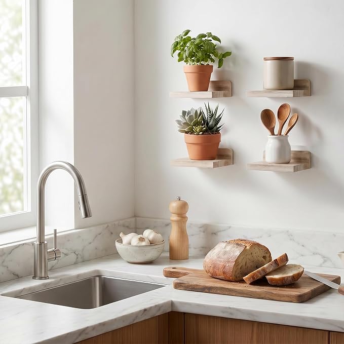 Fixwal Small Floating Shelves for Wall | Rustic wood shelf for displaying mini - Image 5
