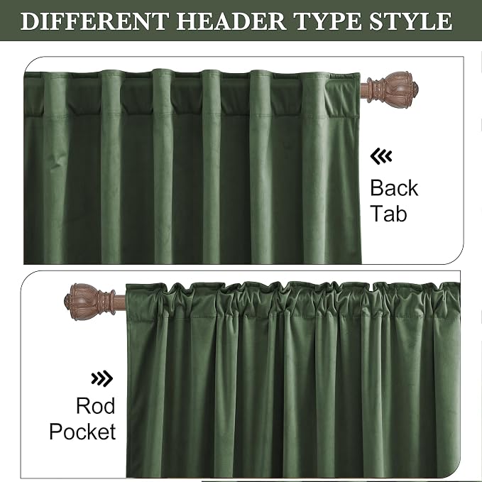 RYB HOME Velvet Curtains 120 inches Long, Extra Long High Ceiling Curtains | - Image 2