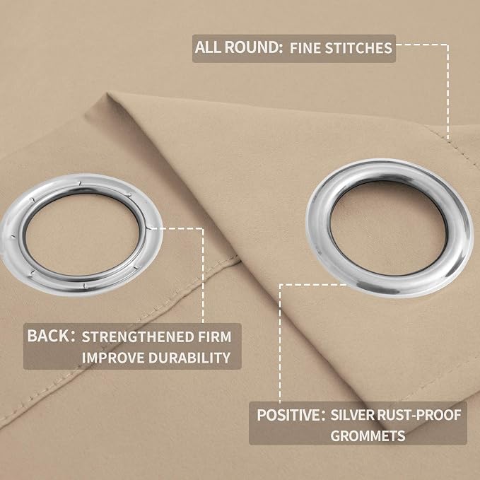 Easy-Going Thermal Grommet Blackout Curtains, 2 Panels 52x84 in, Noise Reduction - Image 4