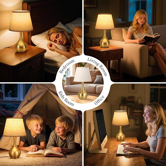 16.1" Touch Table Lamp for Nightstand, 3 Way Dimmable Small Bedroom Lamp | - Image 6