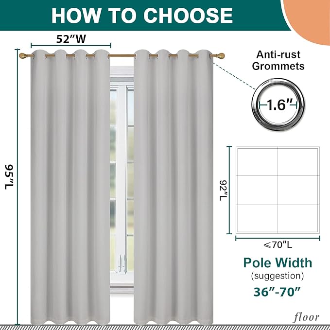 Diraysid 100% Blackout Curtains Light Grey Linen Curtains - Image 5