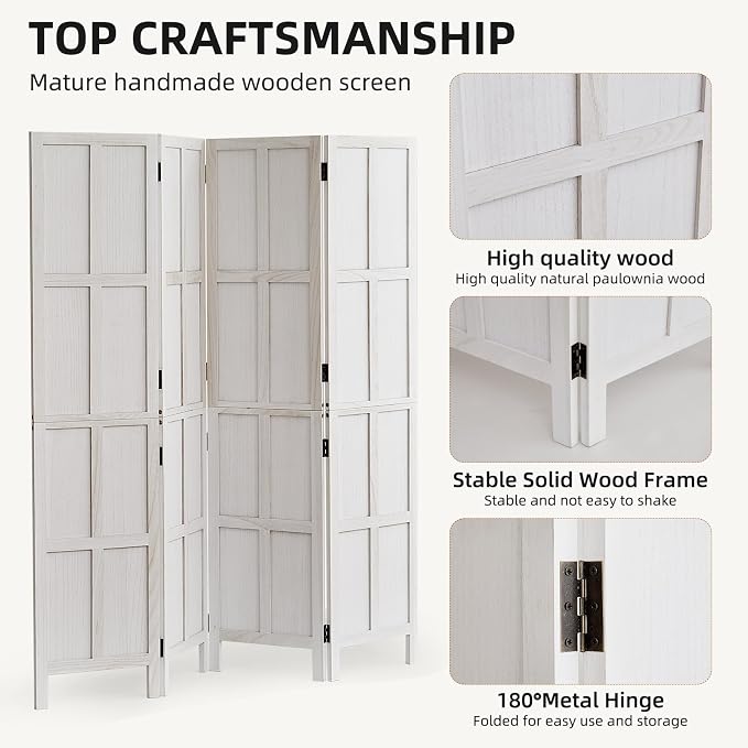 4 Panel Room Divider, 2-in-1 Detachable Privacy Screen, Folding Privacy Screen - Image 5