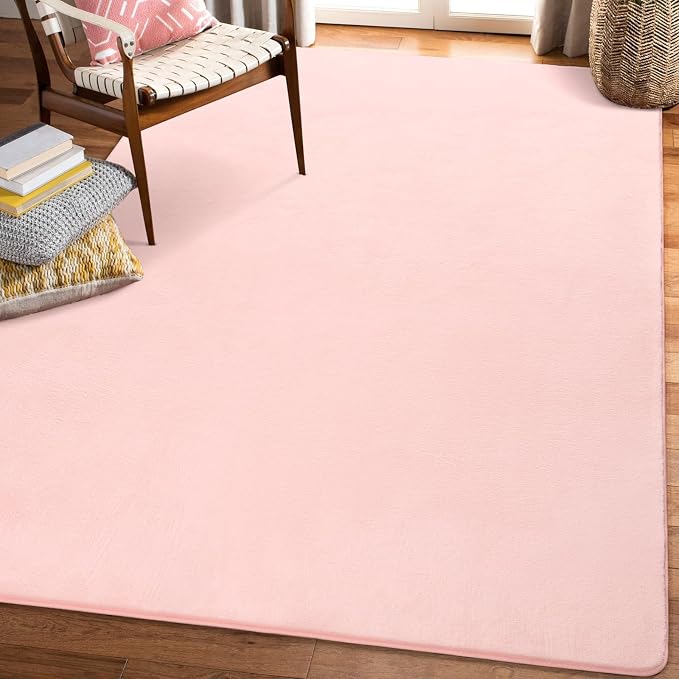 Modern Area Rugs for Bedroom Living Room, 5x8 Pink Memory Foam Rug | Thickened by AmeareaDirect