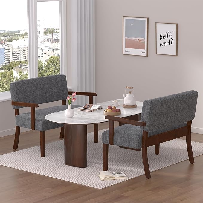 Accent Chair 2 Seat, Arm Chairs with Soft Seat and Armrests for Living Room, Love seat for Dining, Reading, and Waiting Rooms (Gray)