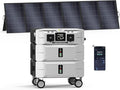 IEE 5120Wh Power Station SP5000 with 500W Portable Panel, 120/240V 5000W AC Output(9000W Peak), Portable Generator for Home Backup Outdoors Camping RV Emergency