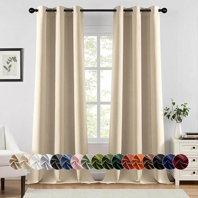 MIULEE Blackout Curtains for Bedroom 2 Panels 40 x 96 Inch Long Cream Beige | by MIULEE