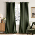 MIULEE Olive Velvet Pinch Pleat Blackout Curtains W52 X L84 Inches | 2 Panels by MIULEE