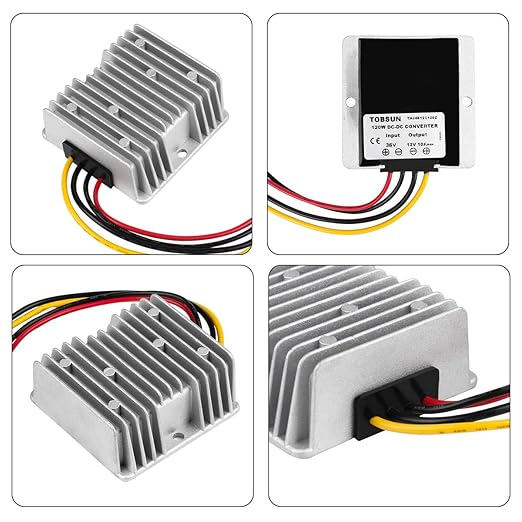 DC Voltage Reducer DC 36V Step Down to 12V 10A 120W Voltage Regulator Power Converter Waterproof Module Transformer for Golf Cart Club Car