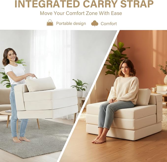 Folding Sofa Bed Chair, 4-Fold Convertible Sleeper Chair - Image 4