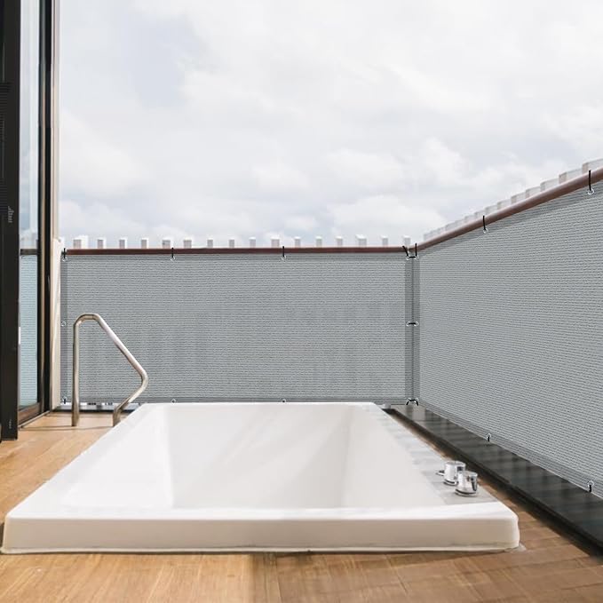 3'x16' Grey Balcony Privacy Screen Fence Windscreen 90% UV Block | 90% privacy - Image 6