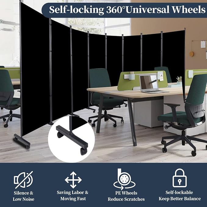 Room Divider 6 Panel-176''Wide Folding Privacy Screen, Large Partition Wall | - Image 4