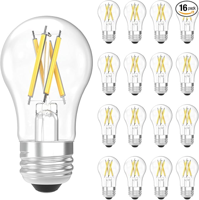 Sunco 16 Pack A15 Light Bulb LED, Edison Style Bulb, Dimmable Vintage Filament Lighting, 800 LM, 7W (60W Equivalent), 5000K Daylight, E26 Medium Base, Wet Rated UL.