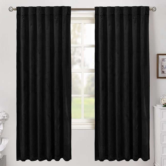 BGment Black Blackout Velvet Curtains by BGment