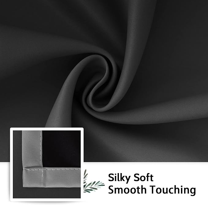 SimpleHome 100% Blackout Ombre Bedroom Curtains Black and Greyish White - Image 8