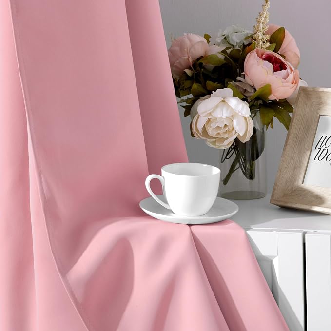 HOMEIDEAS Baby Pink Blackout Curtains - Image 6