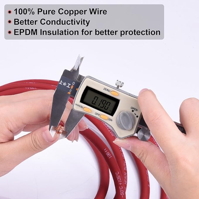 Shirbly 6 Gauge Battery Cable, 15FT Red + 15FT Black 6 AWG Pure Copper Wire Welding Cable, for Automotive, Battery, Solar and Generator, Standard USA OFC Wire