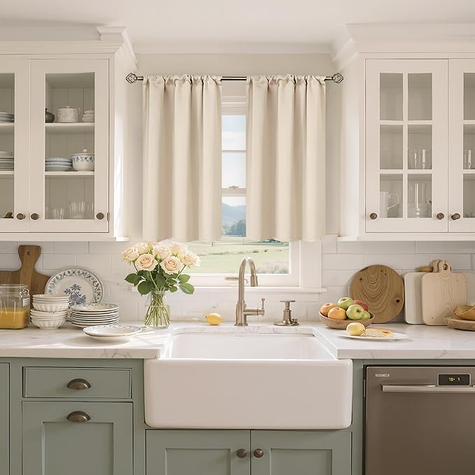 BGment Short Blackout Kitchen Curtains 40 Inches Long - Image 2