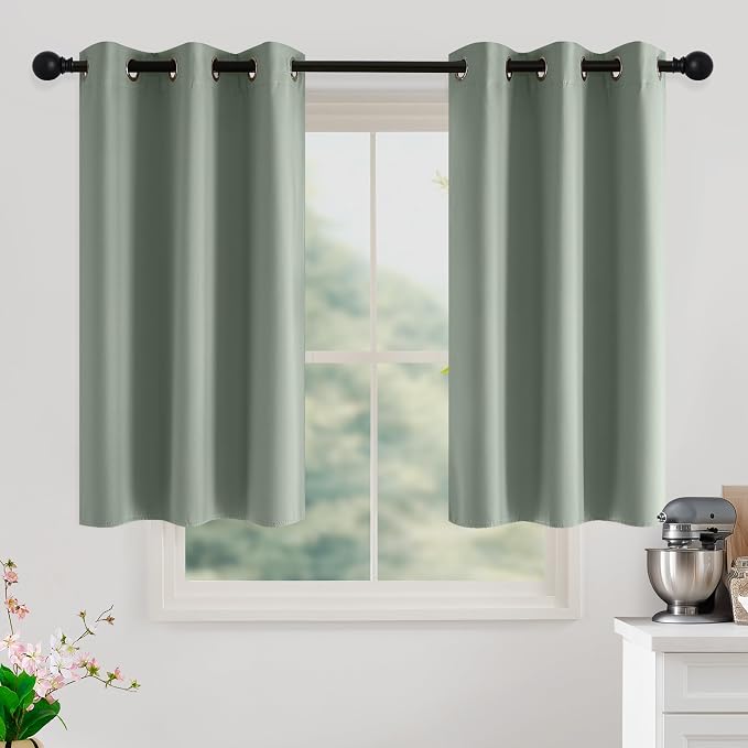 NICETOWN Sage Green Room Darkening Curtains 45 Inches Long 2 Panels by NICETOWN