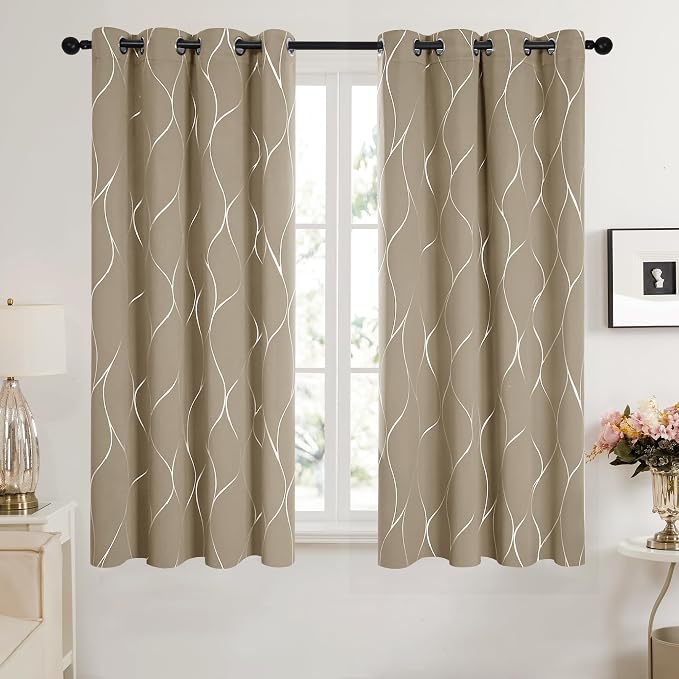 Deconovo Curtains for Living Room, Pattern Blackout Curtains 63 Inches Long | - Image 2