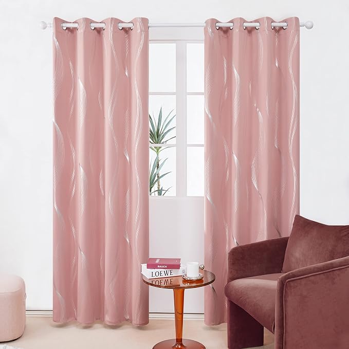 Deconovo Curtains for Living Room, Pattern Blackout Curtains 54 Inches Long | - Image 2