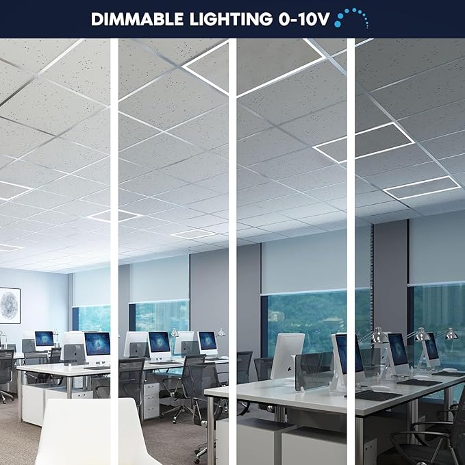 2x2 FT Edge-Lit Frame LED Panel Lights,5CCT Selectable 3000K-6500K, 2600/3900/5200LM,20W/30W/40W Switch Grid Drop Ceiling Lights,0-10V Dimmable,Damp Rated,100-277V,ETL Listed (2 x 4-6 Pack)