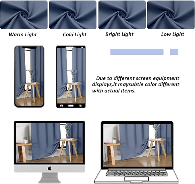 Simplebrand Ava Denim Blue Blackout Curtains - Image 9