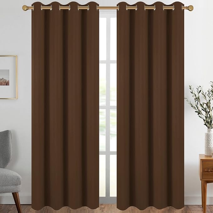 Diraysid Chocolate Brown Grommet Blackout Curtains by Diraysid%2C+refresh+your+life