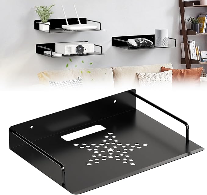 Projector Shelf,Floating Entertainment Center Shelves，DVD Player&Under Tv Wall Mount Shelf for Cable Box,WiFi Router,Tv Box,Game Console, Modem,Wall Mount Floating Shelf/Rack/Stand/Holder