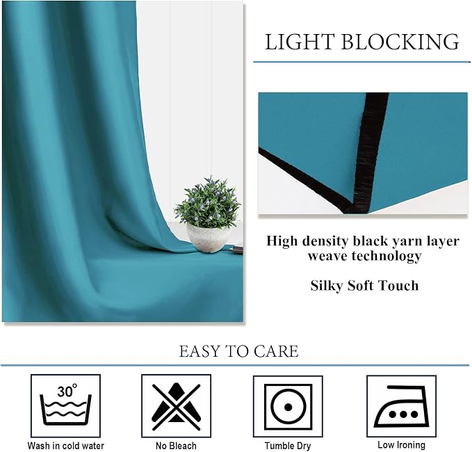 Diraysid Teal Grommet Blackout Curtains - Image 5
