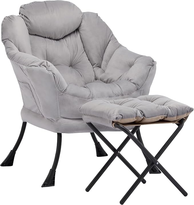 Lazy Chair with Ottoman, Comfy Reading Chair, Lounge Chair by Aunekiv
