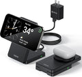 Folding Wireless Charging Stand, Magnetic 15W Fast Charging Station Mag-Safe Travel Lightweight Charger Compatible for iPhone 17/16/16 Pro/16 Pro Max/16 Plus/15/14/13/12 Series, AirPods 4/3