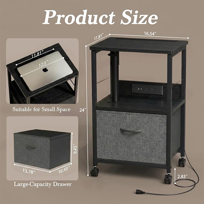 Faesun Swivel Lift Top Nightstand - Image 2