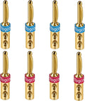 4mm Speaker Banana Plugs (4 Pairs, 8 Pcs),24K Gold Plated Banana Speaker Wire Banana Plugs Connectors for Speaker Wire, Wall Plate, Home Theater, Audio/Video Receiver, Amplifiers and Sound Systems