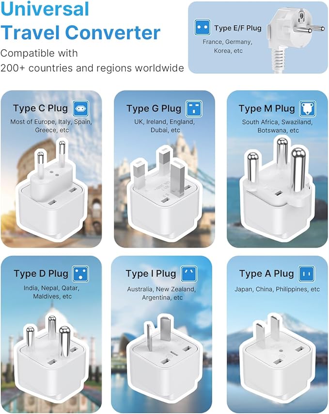 220V to 110V Voltage Converter, VINTAR 2000W Universal Travel Adapter Voltage Converter US to Europe, International Step Down Transformer Power Converters Adapter Combo for EU UK JP AU in SA