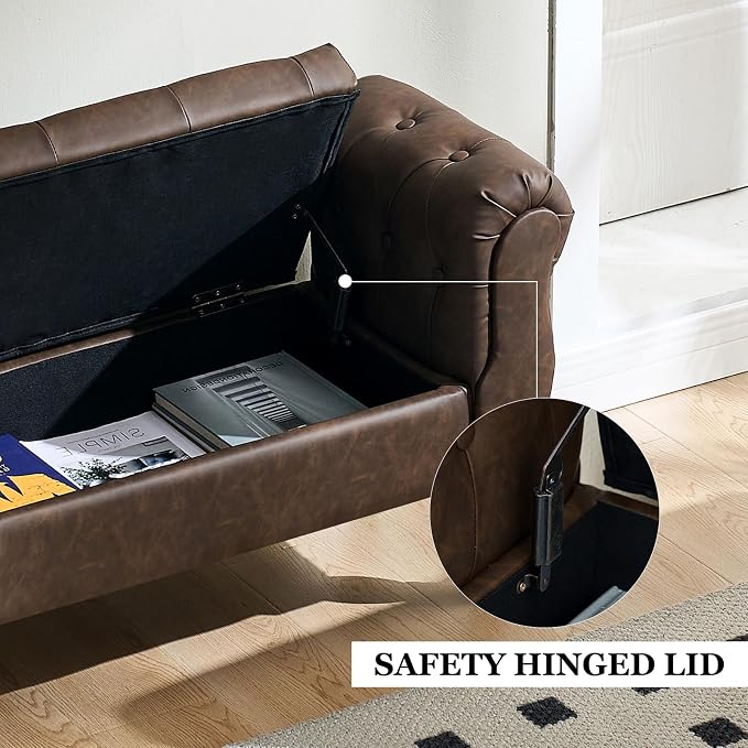 Storage Bench for End of Bed Bedroom, 39.7" Modern Ottoman Bench - Image 7