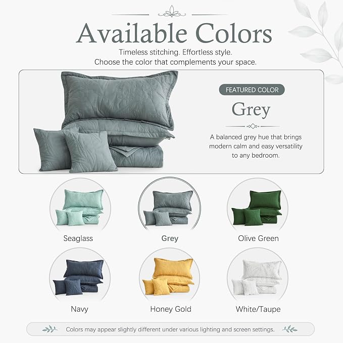 HZ & HY Oversized King Bedspreads, 5-Piece Quilt Set, Lightweight Reversible - Image 5