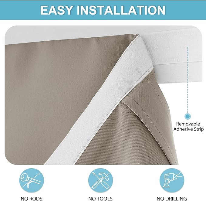 RYB HOME Blackout Door Curtains 80 inch Length, French Door Shades | Thermal - Image 2