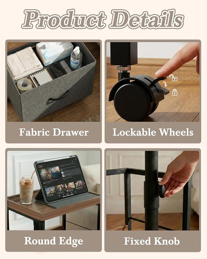 Faesun Swivel Lift Top Nightstand - Image 6