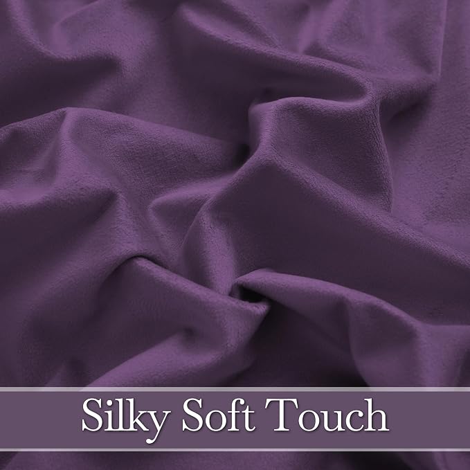 RYB HOME Purple Velvet Blackout Curtains 90 inches - Image 5