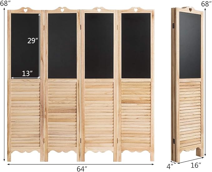 Giantex 4 Panel Room Dividers, 5.7 Ft Folding Privacy Screen - Image 5