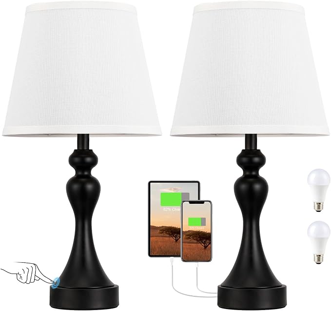 Touch Lamps for Nightstand, 3 Way Dimmable Bedside Lamps - Image 8