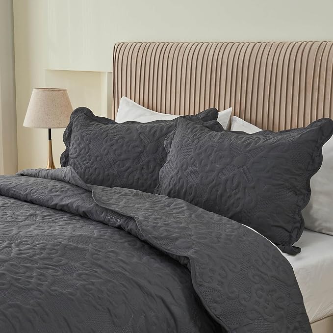 Kingnex Oversized King Bedspreads 128x120 Dark Grey | Lightweight, Extra Wide - Image 8